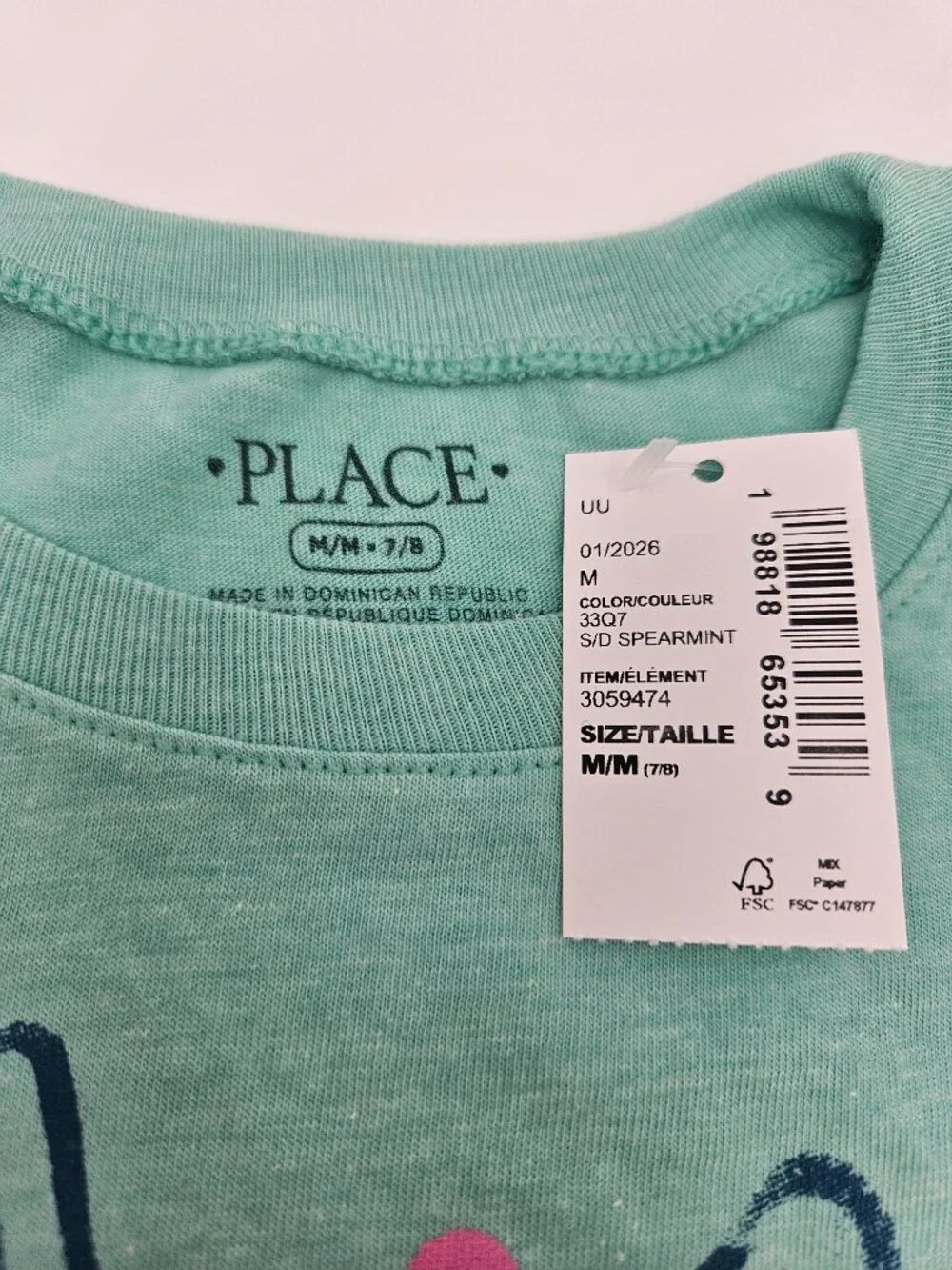 NWT + Orig Packaging Children's Place Cat Bubble Tea | Spearmint | Size 7/8